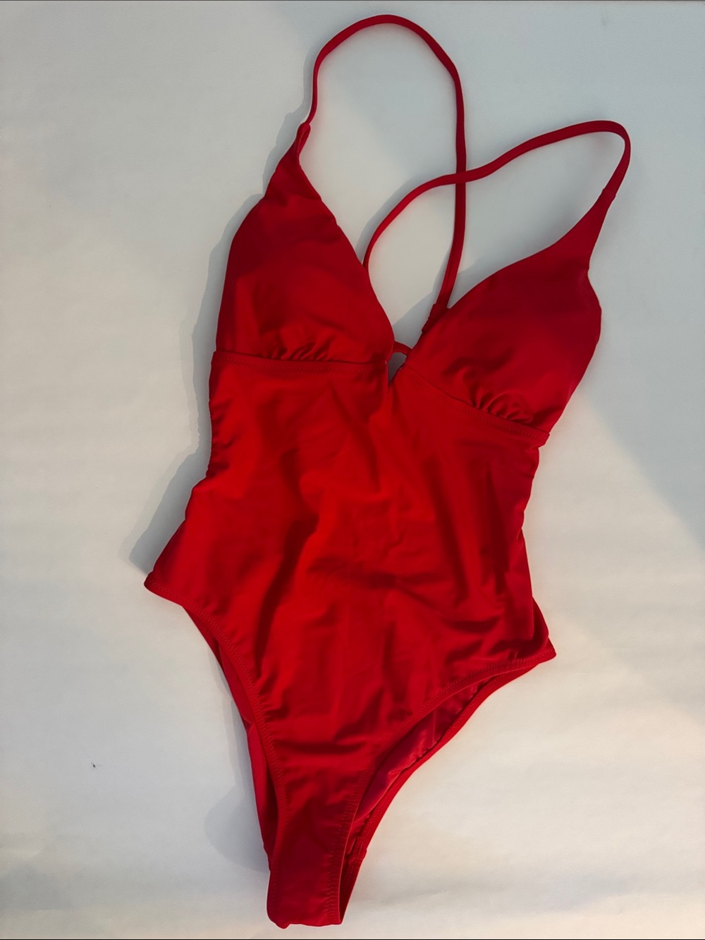 Red One-Piece Swimsuit with Strappy Back